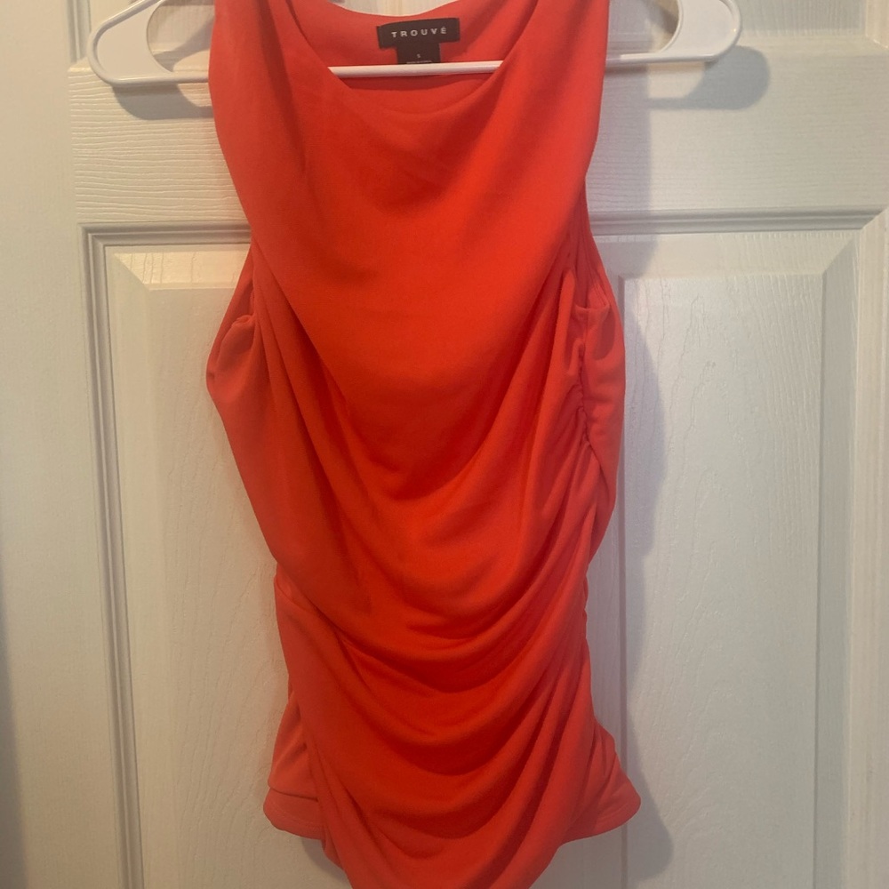 Trouve Deep Orange Rouged Sleeveless Blouse